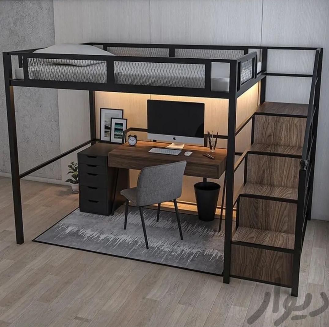 b57e709b-dd60-47dd-bf70-bce267c9a594 تخت خواب فلز و چوب ۱۳۰۴ ایوار دکور - Image 1